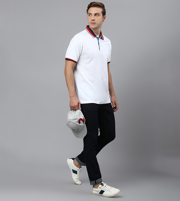Contrast Collar and Cuff Polo T-Shirt