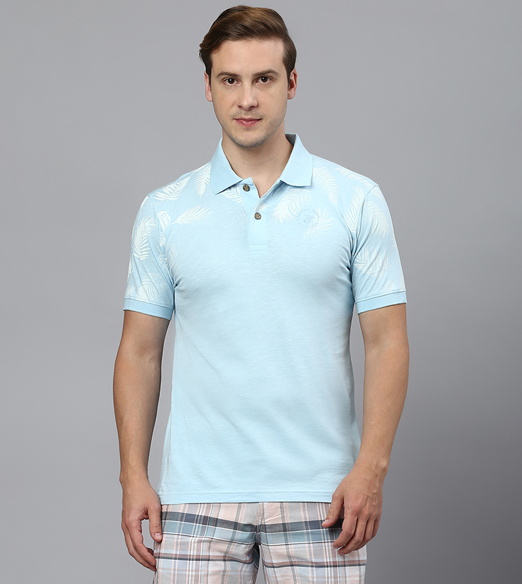 Palm Faded Print Polo T-Shirt