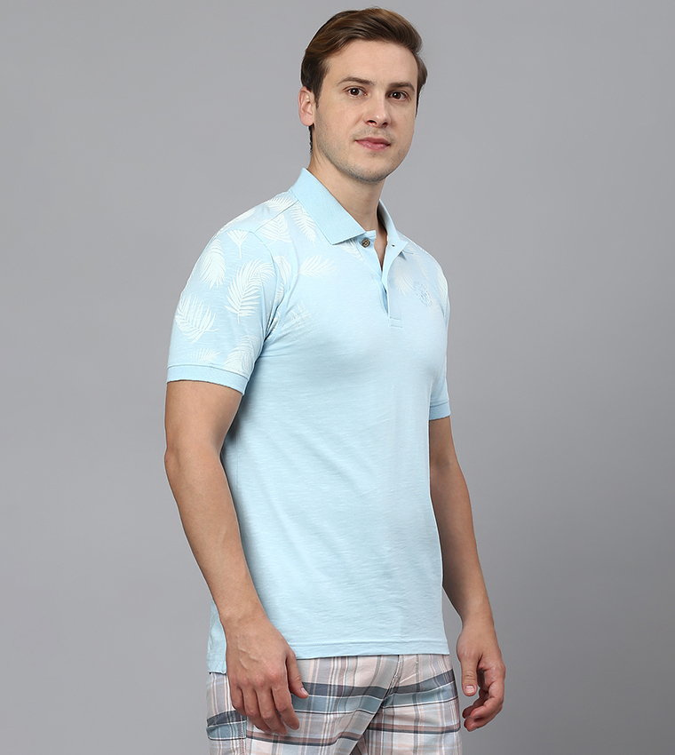 Palm Faded Print Polo T-Shirt
