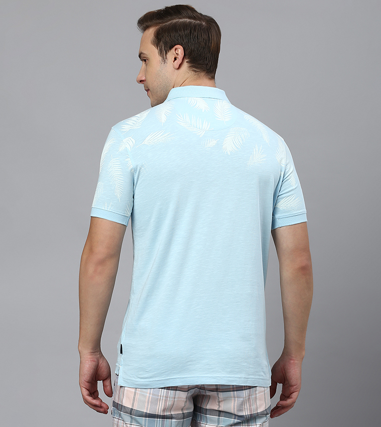 Palm Faded Print Polo T-Shirt
