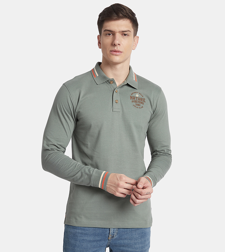 Embroidered Long Sleeves Polo T-Shirt