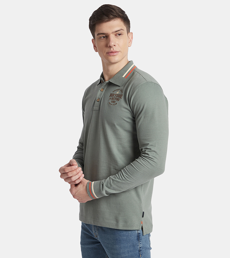 Embroidered Long Sleeves Polo T-Shirt
