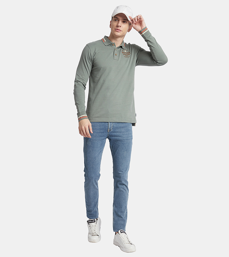 Embroidered Long Sleeves Polo T-Shirt