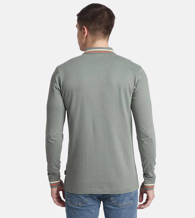 Embroidered Long Sleeves Polo T-Shirt
