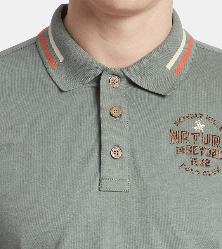 Embroidered Long Sleeves Polo T-Shirt