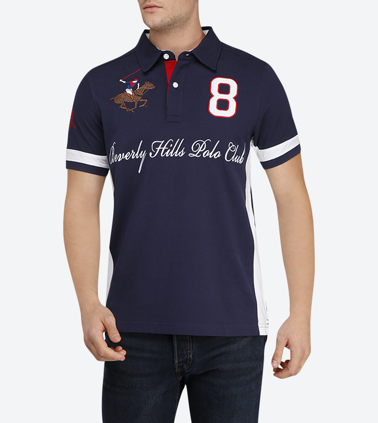 Buy Beverly Hills Polo Club Brand Name Printed Short Sleeve Polo Shirt Navy BP M2907 In Navy 6thStreet Saudi Arabia