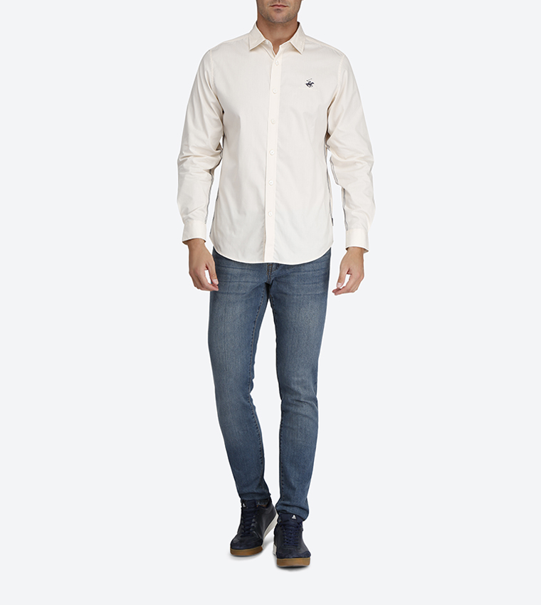 Classic Fit Long Sleeves Shirt - Off White BP M3315
