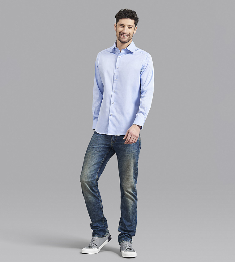 Ultra Fine Oxford Cloth Trim Fit Shirt