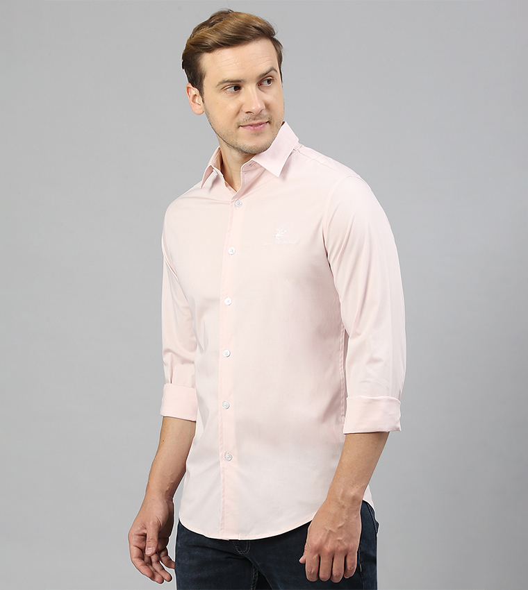 Buy Beverly Hills Polo Club Logo Embroidered Long Sleeves Shirt In Pink ...