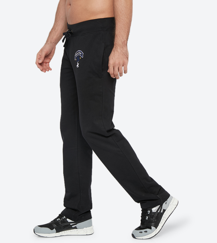Drawstring Elastic Waistband Track Pants - Black BP M6179