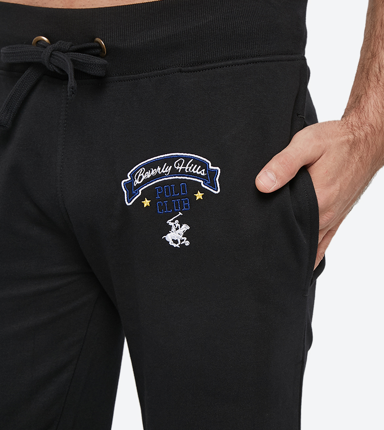 Drawstring Elastic Waistband Track Pants - Black BP M6179