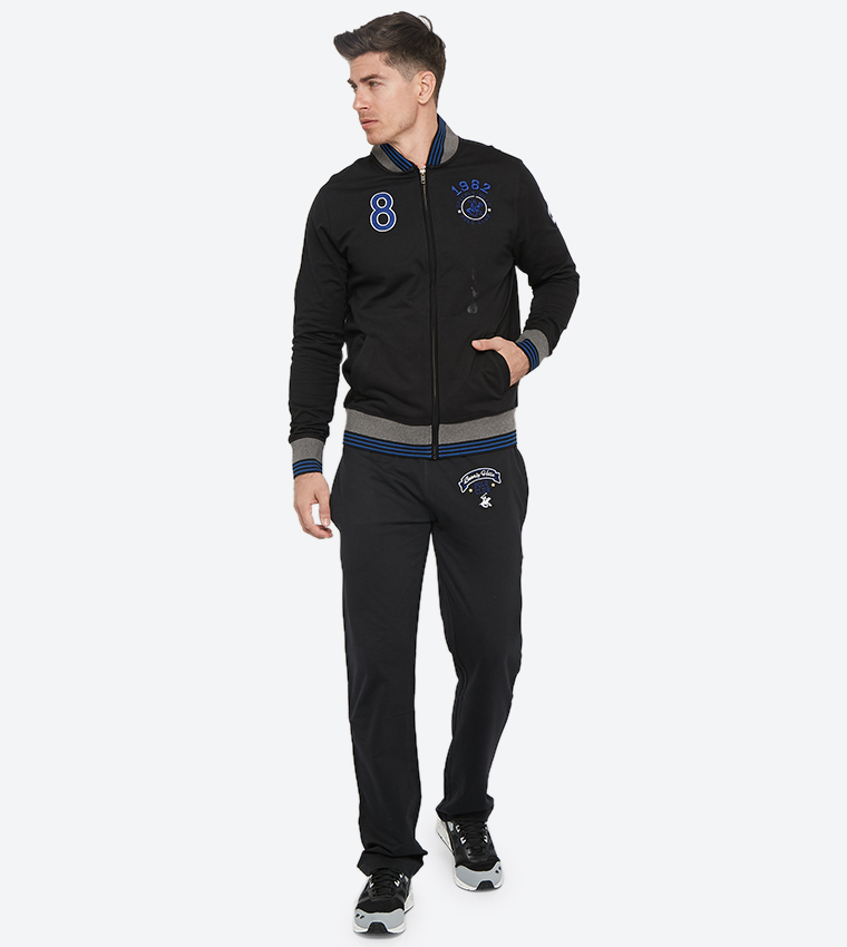 Drawstring Elastic Waistband Track Pants - Black BP M6179