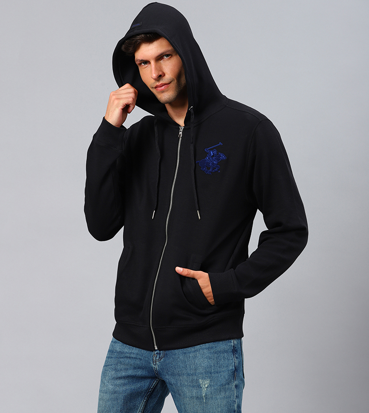 Logo Embroidered Classic Hooded Jacket