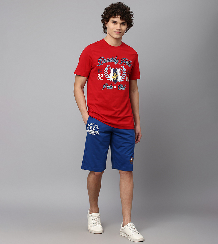 شورت رياضي مطرز بخصر عالي 