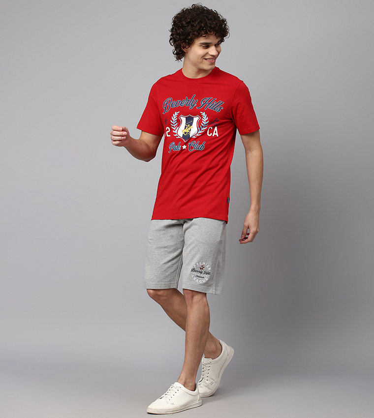 شورت رياضي مطرز بخصر عالي 