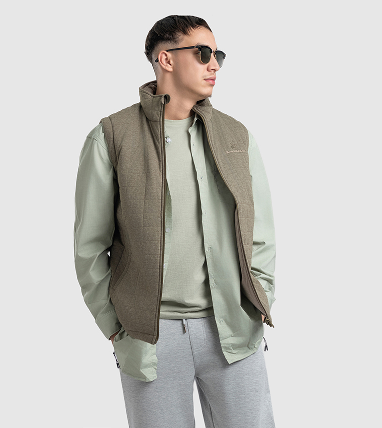 Logo Embroidered Zip-Through Gilet