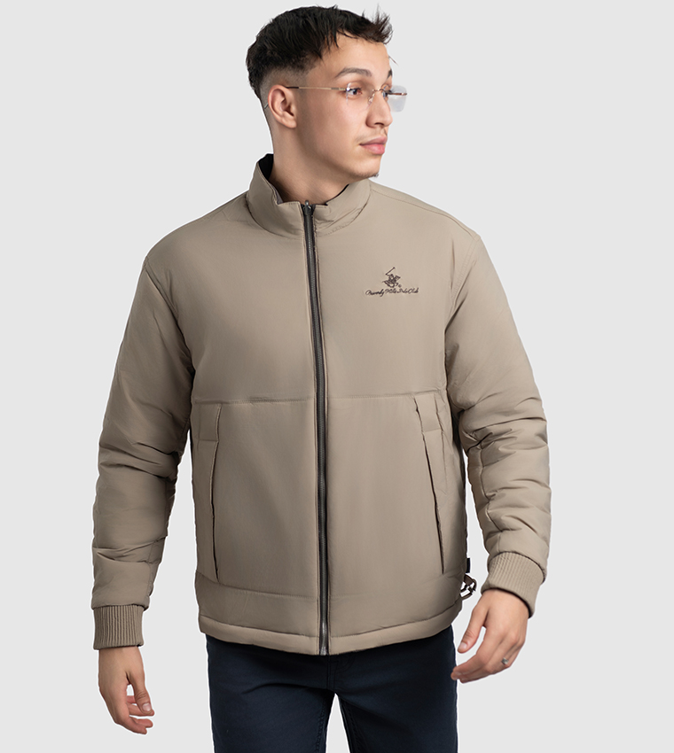 Logo Embroidered Reversible Puffer Jacket