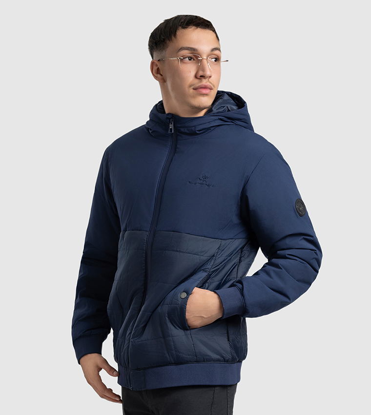Logo Embroidered Hooded Puffer Jacket