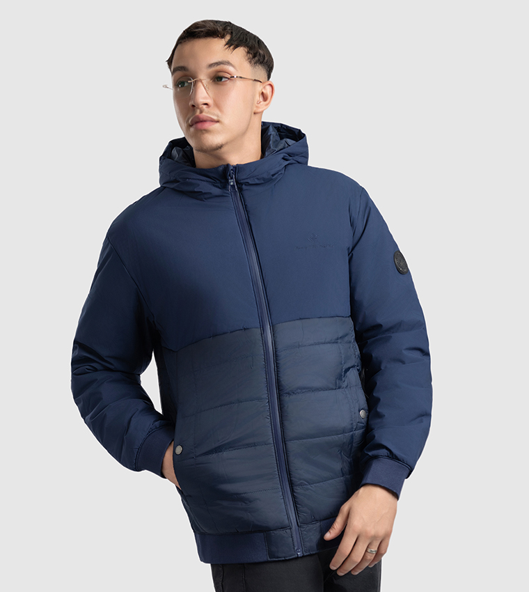Logo Embroidered Hooded Puffer Jacket