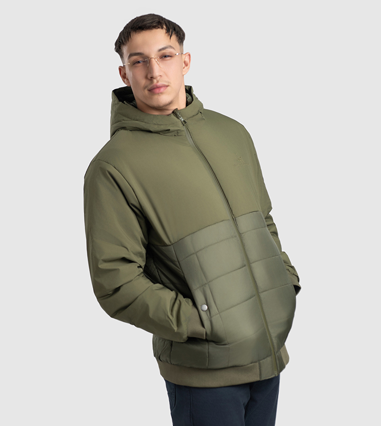 Logo Embroidered Hooded Puffer Jacket