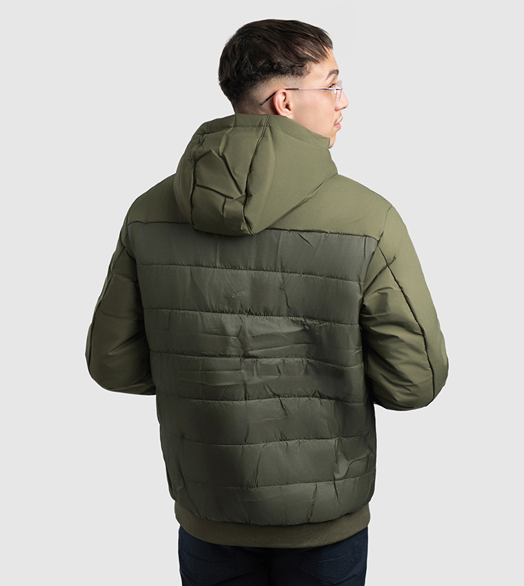 Logo Embroidered Hooded Puffer Jacket