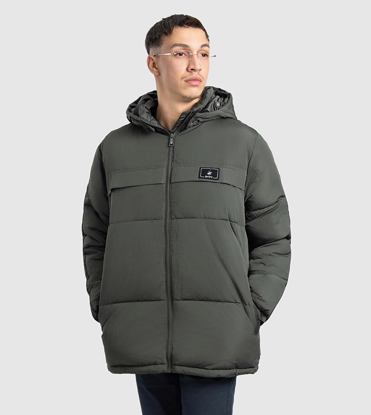 Logo Badge Hooded Puffer Jacket