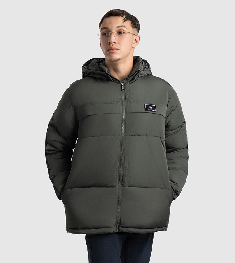Logo Badge Hooded Puffer Jacket