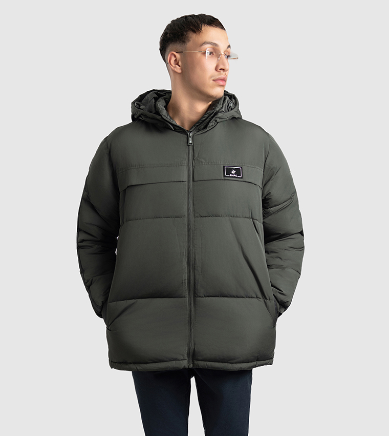 Logo Badge Hooded Puffer Jacket