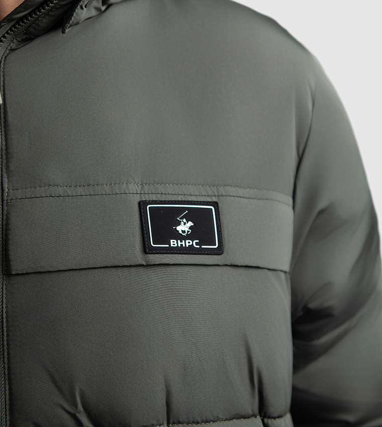 Logo Badge Hooded Puffer Jacket