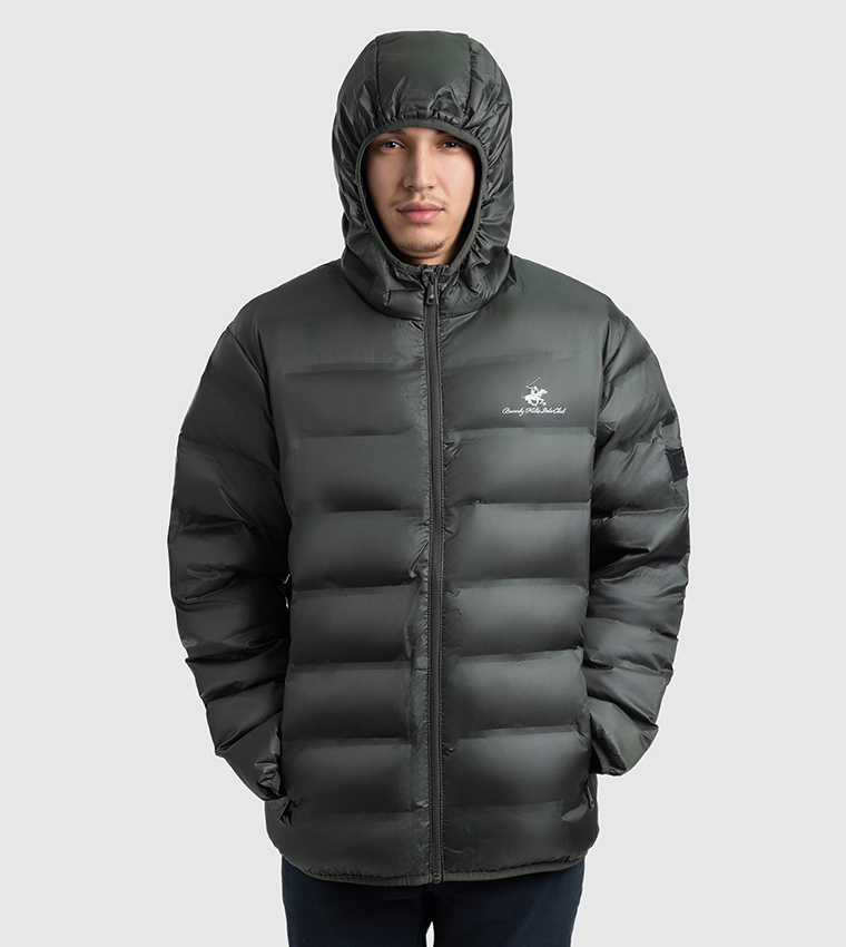 Logo Printed Hooded Puffer Jacket