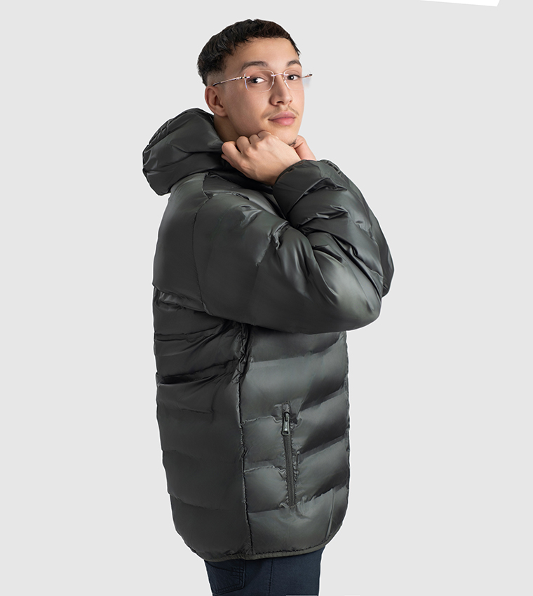 Logo Printed Hooded Puffer Jacket