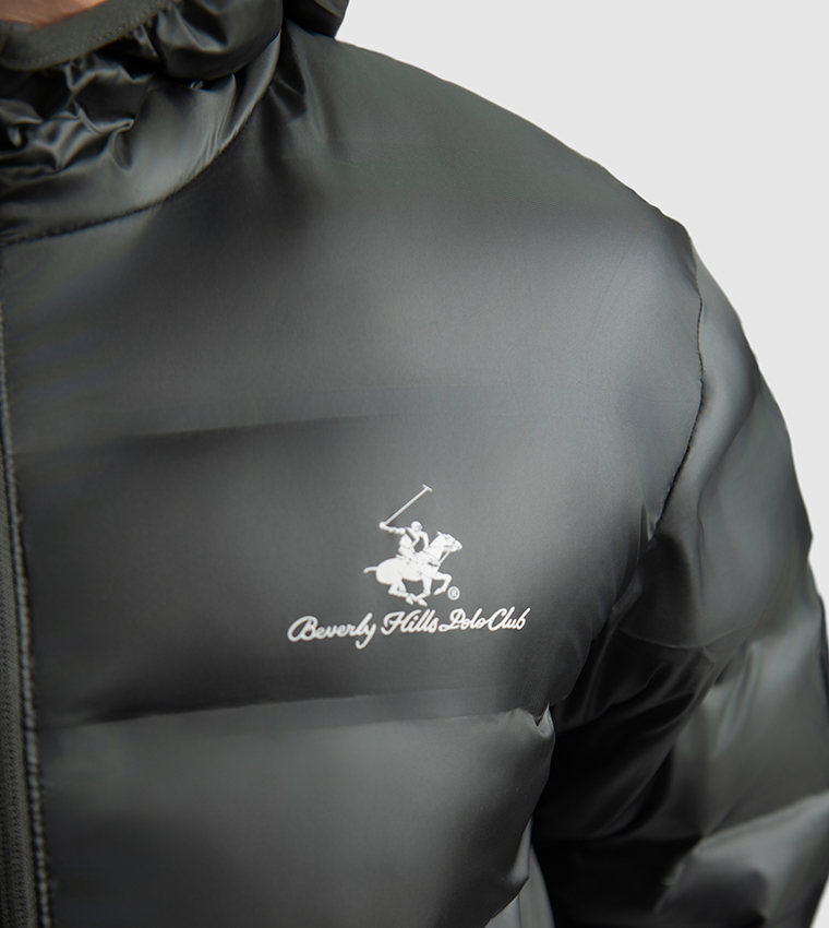 Logo Printed Hooded Puffer Jacket