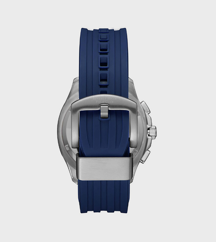ساعة متعددة الوظائف بسوار سيليكون بخلفية زرقاء