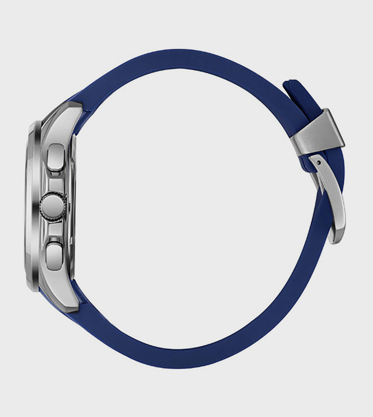 ساعة متعددة الوظائف بسوار سيليكون بخلفية زرقاء