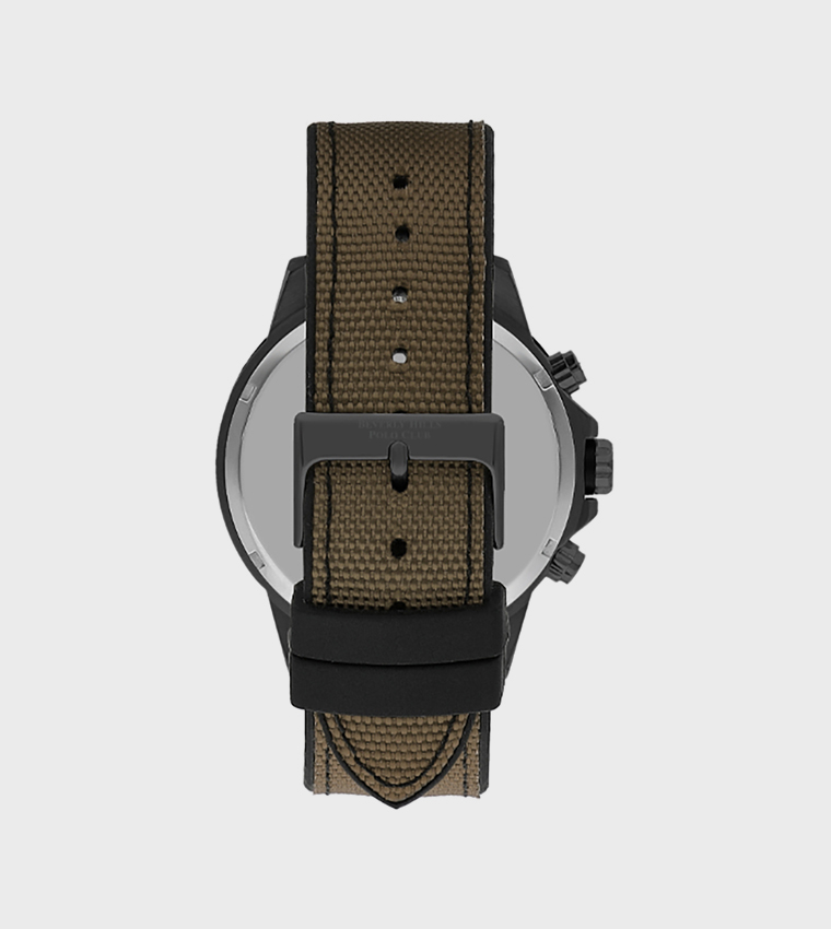 Metal Black Case Green Dial Multifunction Watch