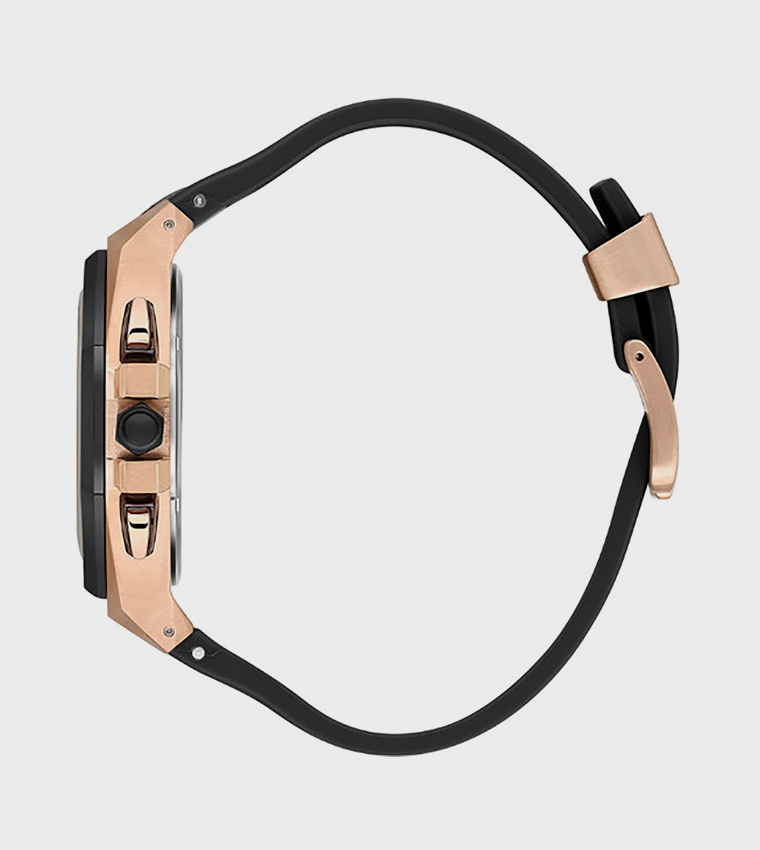 Black Dial Silicone Strap Multifunction Watch