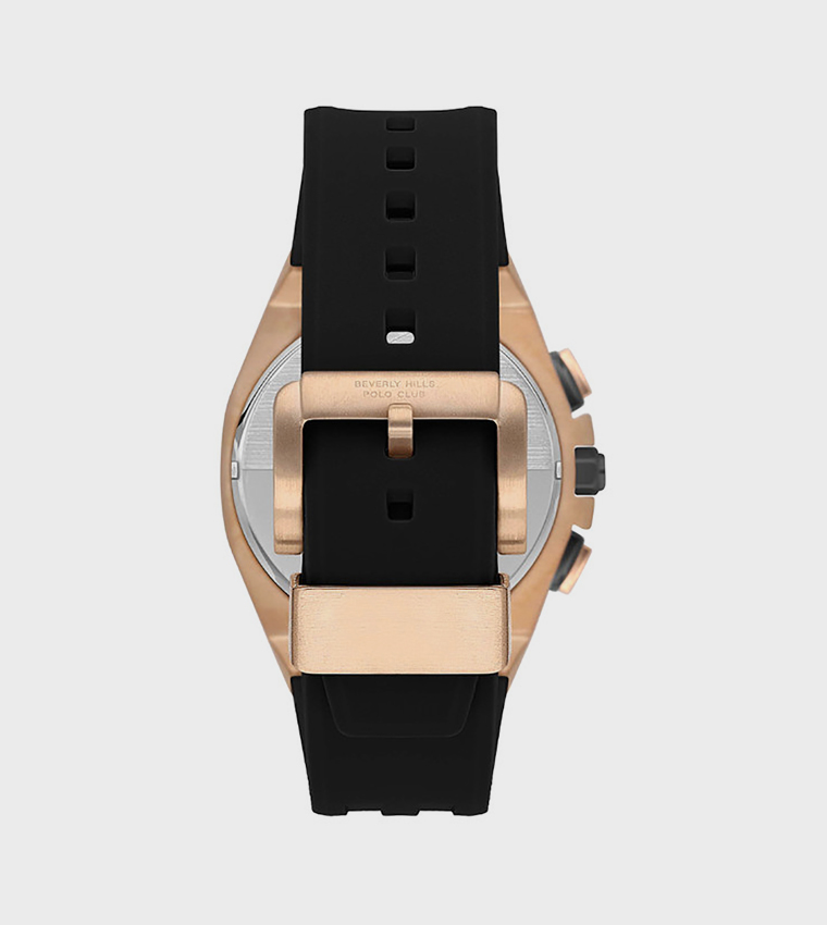 Black Dial Silicone Strap Multifunction Watch
