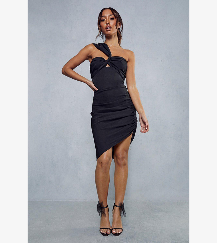 Twist Detail Asymmetrical Hem Dress