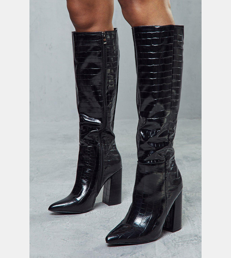 Heeled croc clearance boots