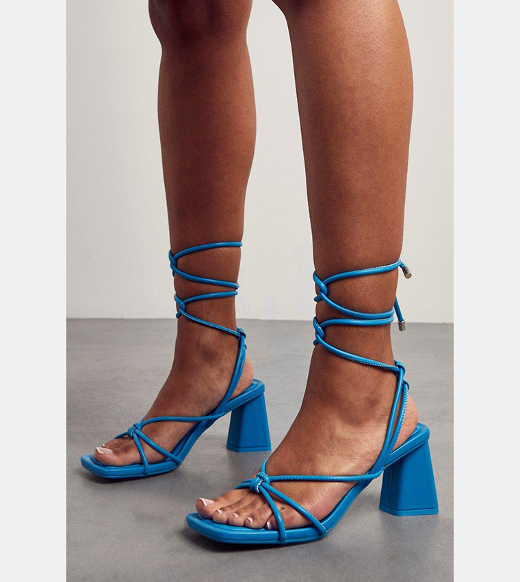 Buy Misspap Block Heel Strappy Mid Heel Sandals In Blue 6thstreet Saudi Arabia 8571