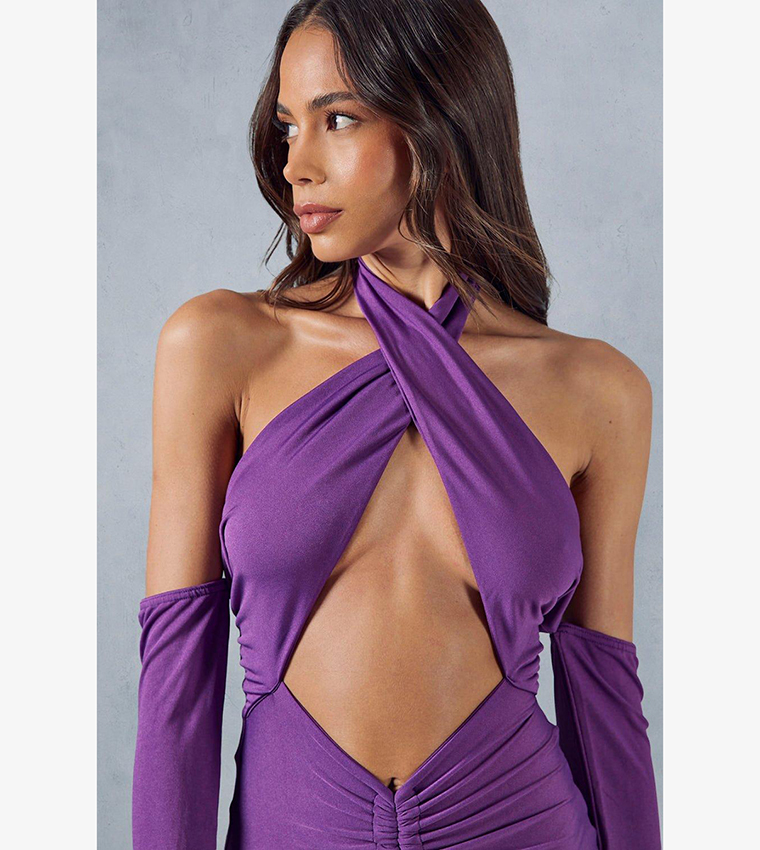 sachin and babi light blue dress Women Purple Casual Mini Length A-Line Dress  Purvaja