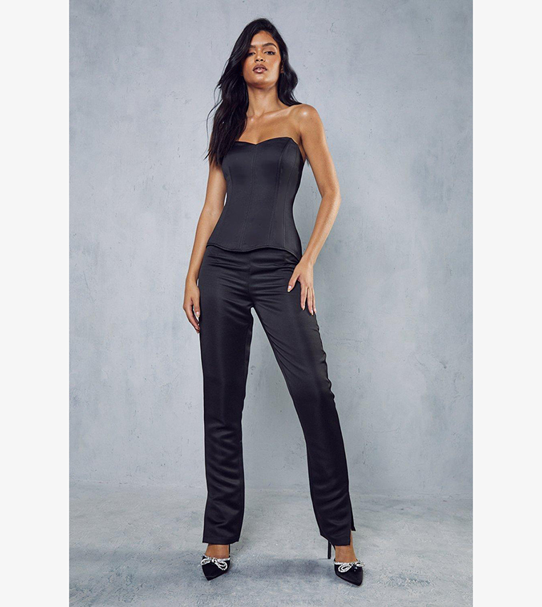 Misspap Corset Power Mesh Flared Trouser Co-ord