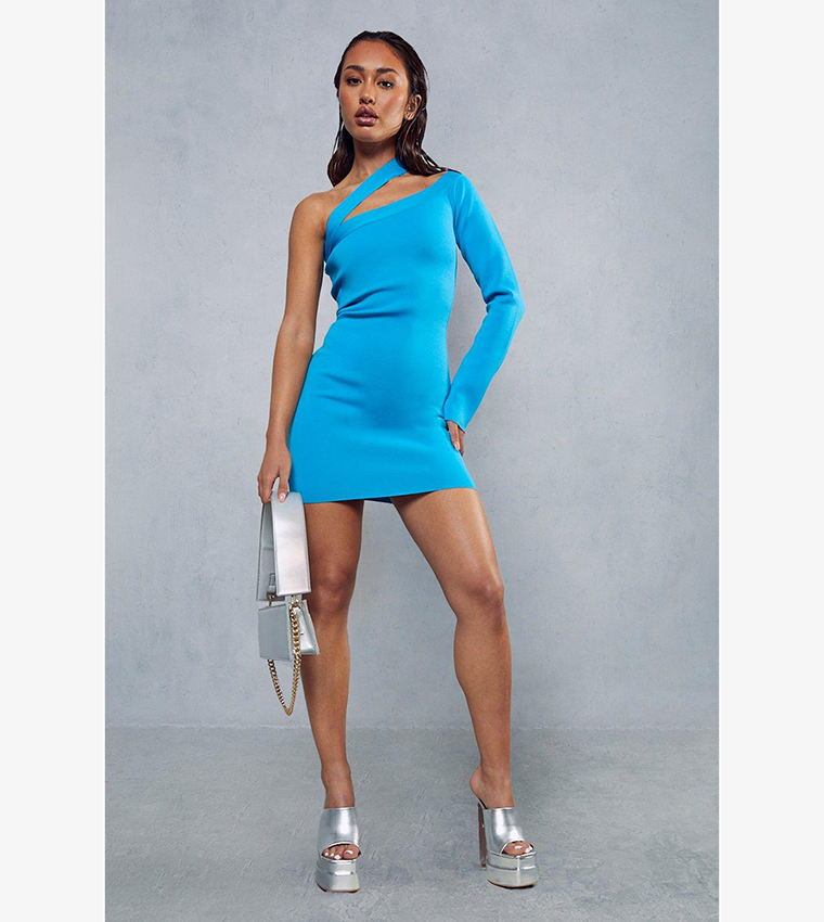 Buy MissPap Premium Knitted One Shoulder Midi Dress In Blue 6thStreet Bahrain