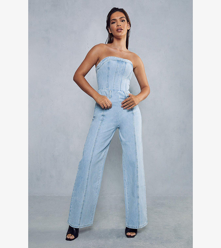 Bandeau store denim jumpsuit