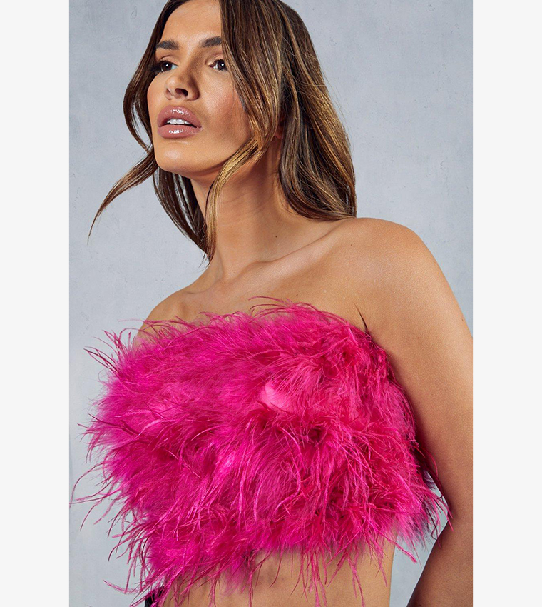 Buy MissPap Extreme Feather Bandeau Top In Pink | 6thstreet Kuwait