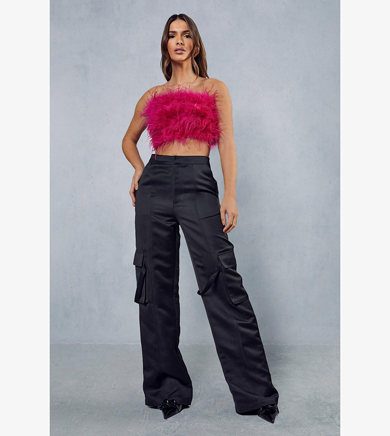 Buy MissPap Extreme Feather Bandeau Top In Pink | 6thstreet Kuwait