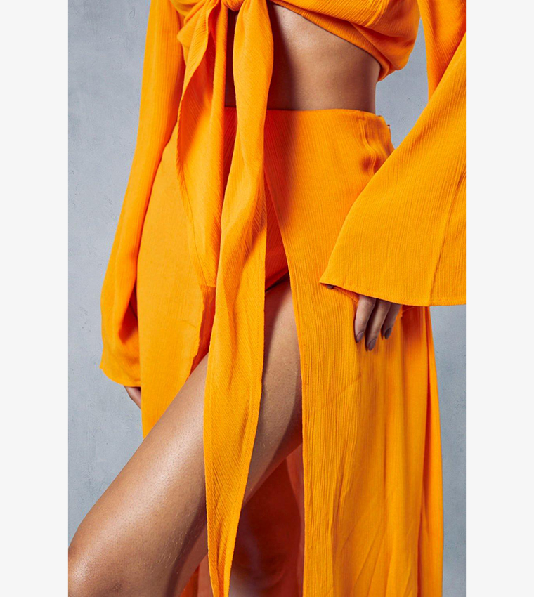 Orange wrap 2024 maxi skirt