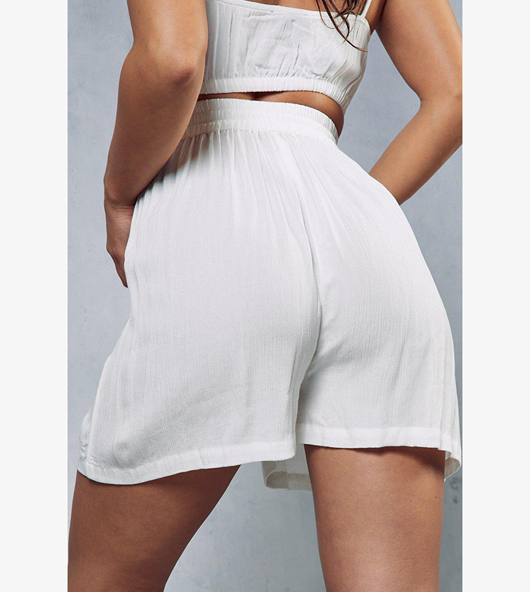 Sheer hot sale white shorts