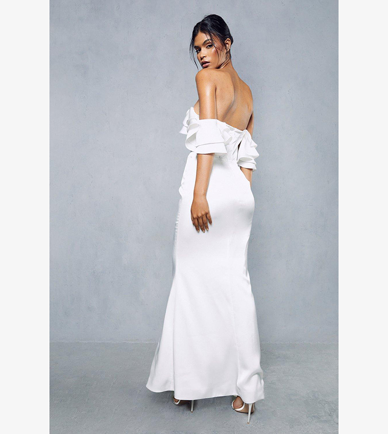 Evie White Bardot Maxi Dress | Sistaglam | SilkFred US