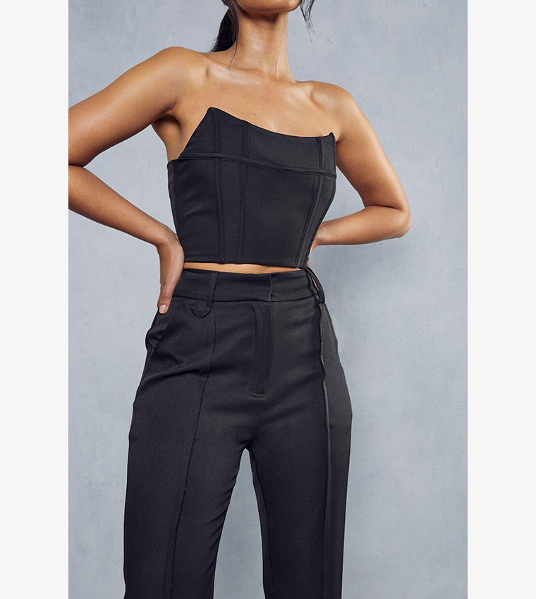 High Waist Seam Detail Suit Pants